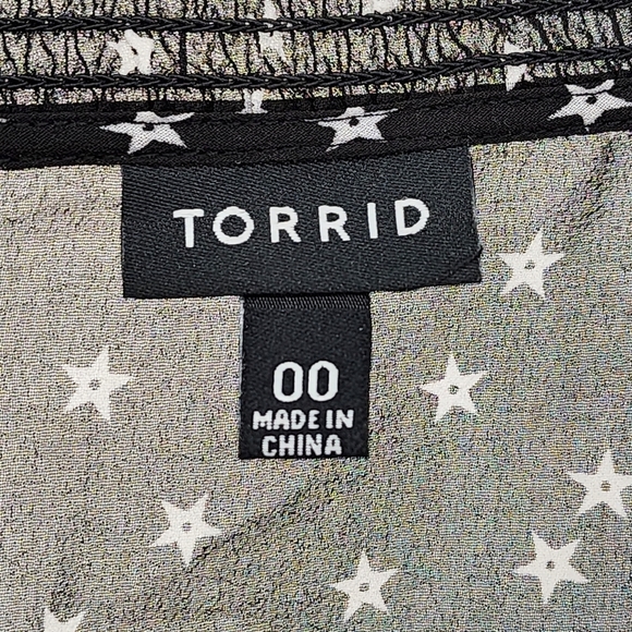 Torrid Women's Black Star Chiffon Ruffle Midi Dress - Picture 4 of 6